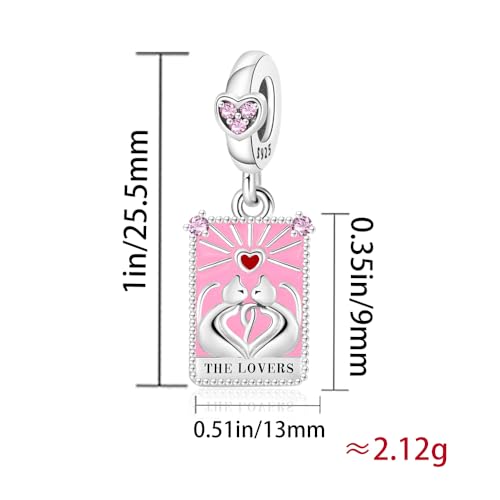 925 Sterling Silver Dangle Charm Fit Women Bracelet And Necklaces Jewelry | Medallion Pendants Beads Jewelry Charms for Women Fashion Gift Family Friends Mother's Day - color: Tarot Cards Lovers Dangle Charm M1414