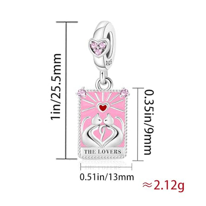 925 Sterling Silver Dangle Charm Fit Women Bracelet And Necklaces Jewelry | Medallion Pendants Beads Jewelry Charms for Women Fashion Gift Family Friends Mother's Day - color: Tarot Cards Lovers Dangle Charm M1414
