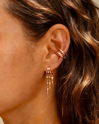 MUMREUES Chunky Ear Cuffs Non Piercing for Women 14K Gold Plated Cuff Earring Trendy Clip on Cartilage Helix Earrings Fake Earring Jewelry Gift - color: Rose Gold