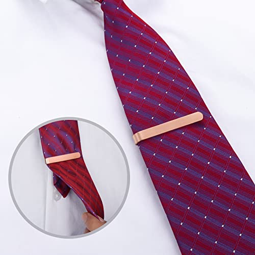 HAWSON Skinny Tie Clip Bar Set, 2 Inch Tie Clip for Men - Wedding, Meeting, Party Gift Set - color: B-4 pcs Brushed Rose Gold
