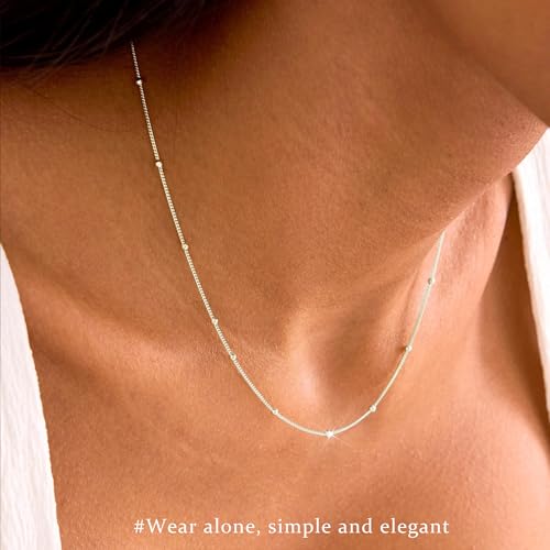 3PCS Gold Necklaces for Women,Chunky Statement Gold Plated Necklace Stack Layered Sterling Silver Herringbone Chains for Women Dainty Trendy Silver Chains Stacked Jewelry Gifts - color: silver beaded necklace set