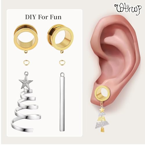 WBRWP 6pcs Ear Gauges Tunnels Plugs: DIY Ear Tunnles Piercing Expander Stainless Steel Double Flared Screw Gauges - color: 3 Color Set--Style 2