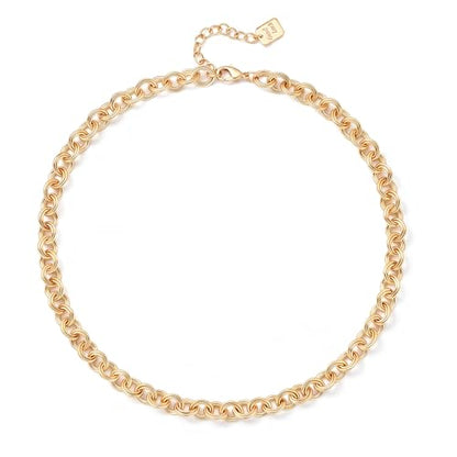 Aobei Pearl 18K Gold Plated Paperclip Chain Choker Satellite Chain Freshwater Cultured Biwa Pearl Pendant Necklace Dainty Turquoise Jewelry for Women - color: 18K Gold Plated Double-loop Oval Chain