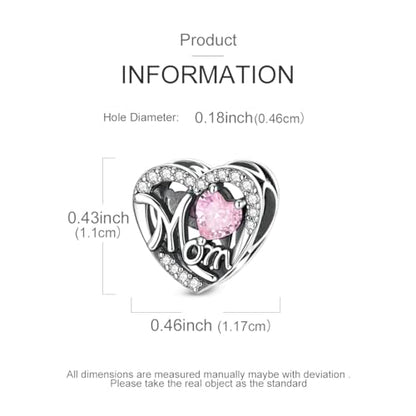 NARMO 925 Sterling Silver Charm Bead for Bracelets Silver Charms for Women - color: Love Mom