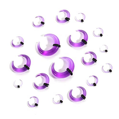 Ear Stretching Kit 54 Pieces 14Gauges-00Gauges Earrings Piercing Kit - color: grape purple