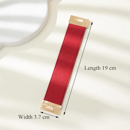 Rantanto Leather Wrap Bracelets For Women Gold Twist Lock Buckle Wrist Cuff | PU leather,Skin-friendly,Boho Stackable Wristband,Fashion Daily Jewelry,Trend Casual Party Bangle,Fit For Birthday, Holiday - color: Wide Red