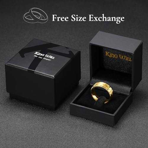 King Will Hammered 8mm Silver Tungsten Ring Hammer Men Wedding Band Comfort Fit - color: Multi-Faceted Gold