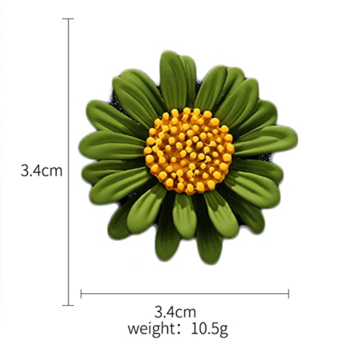 Multicolor Cute Daisy Flower Brooch Pins, Plant Sunflower Suit Lapel Pin,Pink Yellow White Sun Flower Dress Neckline Pin Enamel Charm Daisy Coat Collar Brooch for Women Girls Men Jewelry Gifts - color: B green