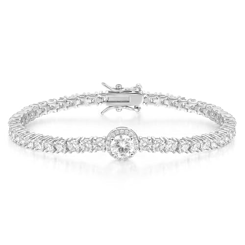 18K Gold Plated 3.0mm Bracelet Classic Hypoallergenic Cubic Zirconia Tennis Bracelet for Women 6.5-8.5 Inch - color: White, size: 6.5 inch