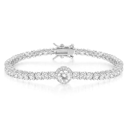 18K Gold Plated 3.0mm Bracelet Classic Hypoallergenic Cubic Zirconia Tennis Bracelet for Women 6.5-8.5 Inch - color: White, size: 7inch