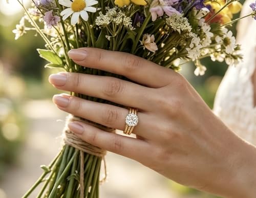 Trendy Women's Eternity Proposal Ring | Shiny Cubic Zirconia Inlaid Fashion Finger Jewelry - color: Gold