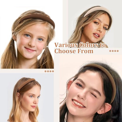 KICOSY Padded Headband - Soft, Thin, No Slip for Women & Girls - Neutral Brown, Plain - Hair Accessory - color: brown