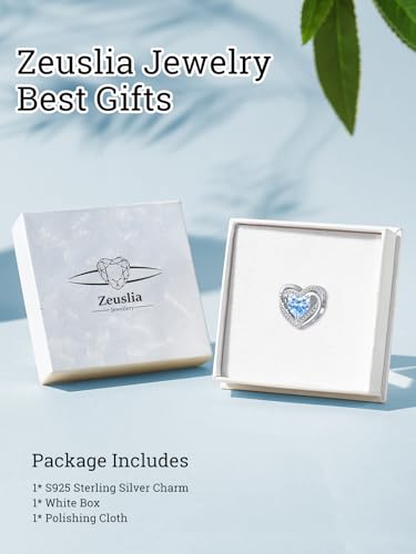 Heart Birthstone Charms for Bracelets, 925 Sterling Silver Women Bead Charms for Charm Bracelets Necklace, Mother's Day Birthday Anniversary Jewelry Gifts for Wife Mom Grandma Daughter - style: Bead - Mar - Aquamarine