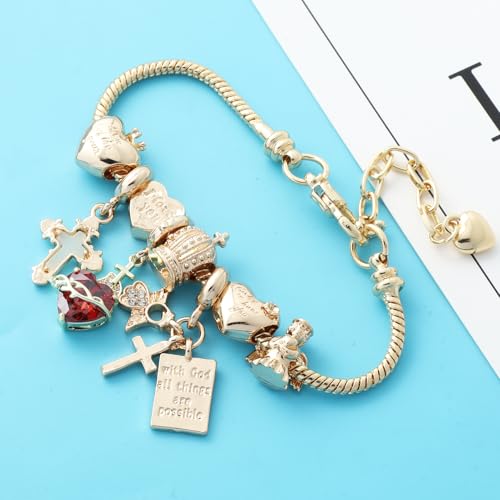 Cross bracelet for women Sacred Heart of Jesus Gold Bracelets for Women Confirmation and Baptism Gifts, Encouragement Presents for Mom Sister Daughter and Friends, Christian Jewelry | sacred heart bracelet,christian bracelet,heart bracelet for women,catho