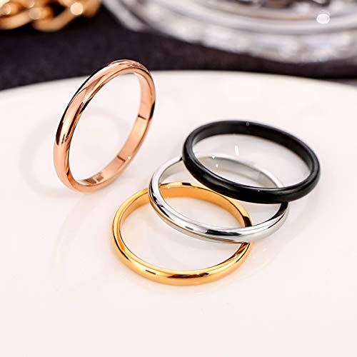 CCBFY 2 MM 4 MM Stainless Steel Ring Jewel Roman Numerals Stackable High Polish Plain Dome Tarnish Resistant Comfort Fit Ring Wedding Band Size 3-15 - color: 2mm - Silver