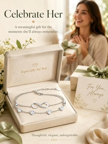 Prismata Infinity Birthstone Charm Link Bracelet/Anklet 925 Sterling Silver Adjustable 12 Months Birthstone Infinity Bracelet/Anklet Birthday Jewelry Gifts for Women Her - color: 04-April, size: 9‘+2’ Anklet