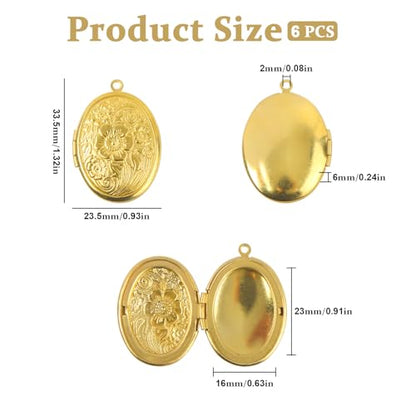 6 Pcs Locket Charms Stainless Steel Heart Photo Frame Charms Pendants with Loop for Jewelry Making
