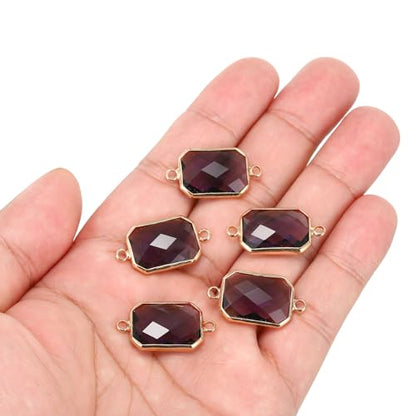 PATIKIL Birthstone Connector Link, Diamond Clear Charm Links, Glass Jewelry Findings Crystal Bead Link for Drop Dangle Pendants Necklace Bracelet Earring - color: Purple