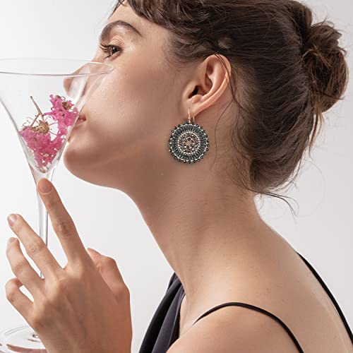 Colorful Summer Beaded Earrings For Women Crystals Glass Bead Dangle Drop Bohemia Earrings Statement Earrings For Women - color: Grey