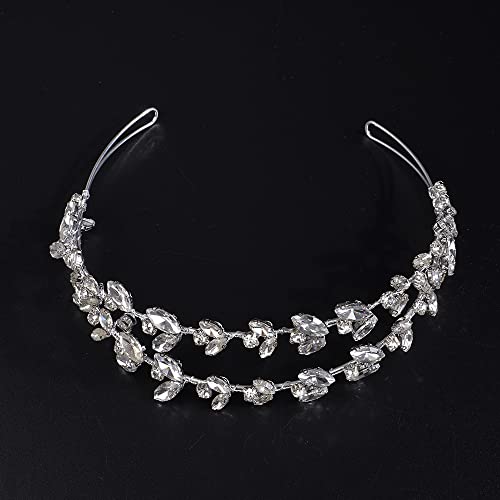 JWICOS Crystal Wedding Headband Tiara Bridal Rhinestone Headpiece Wedding Hair Accessories Tiara for Women and Girls (Silver) - color: Silver