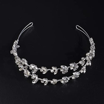 JWICOS Crystal Wedding Headband Tiara Bridal Rhinestone Headpiece Wedding Hair Accessories Tiara for Women and Girls (Silver) - color: Silver
