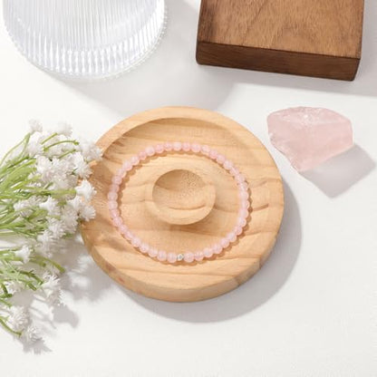 Raicegs 4 6 8MM Beaded Bracelets Healing Crystal Bracelet for Women Men Natural Stone Handmade Stretch Bracelet Reiki Spiritual Jewelry - color: Rose Quartz, size: 4mm