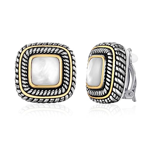 LILIE&WHITE Antique Gold Clip On Hoop Earrings for Women Non Pierced Clip on Earrings with Interwoven Textured Jewelry Gifts - color: EH21313A