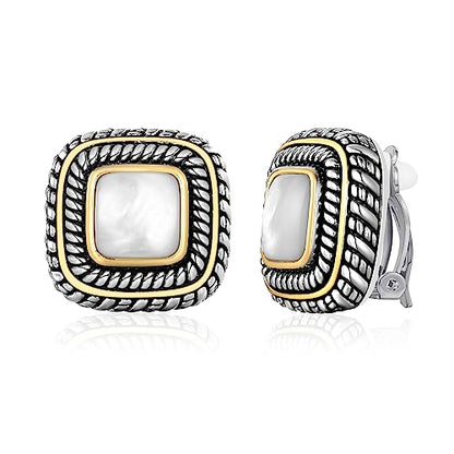 LILIE&WHITE Antique Gold Clip On Hoop Earrings for Women Non Pierced Clip on Earrings with Interwoven Textured Jewelry Gifts - color: EH21313A