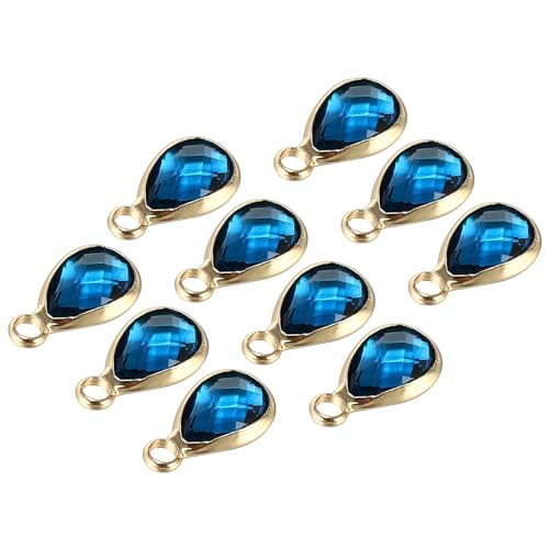 PATIKIL Birthstone Charm Beads Drop Pendant, Handmade Birthstone for Personalized Earrings Bracelet Necklace - color: Blue, size: 0.47" x 0.24"