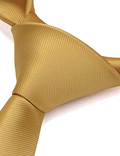 GUSLESON 3.15"（8cm） Solid Color Necktie and Pocket Square Cufflinks Sets For Men + Gift Box - color: Goldenrod