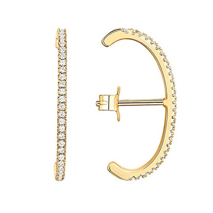 PAVOI 14K Gold Plated 925 Sterling Silver Post Minimalist Suspender Ear Cuff Earrings for Women | Wrap Earlobe Studs - style: Cubic Zirconia