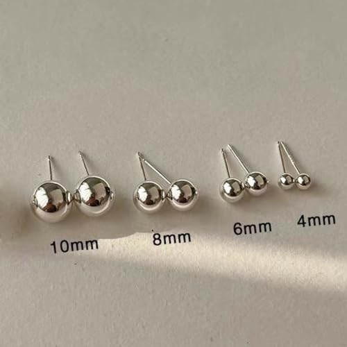 3/4 Pairs Stainless Steel Ball Stud Earrings, High Polished Round Ball Earrings Set for Women & Men 4-10mm - color: Silver