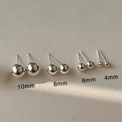 3/4 Pairs Stainless Steel Ball Stud Earrings, High Polished Round Ball Earrings Set for Women & Men 4-10mm - color: Silver