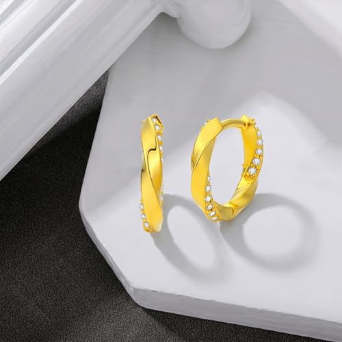 14K Gold Earrings for Women Gold Filigree/Celtic Huggie Earrings Jewelry Easter Mothers Day Gifts for Mom Girlfriend - style: Zircon