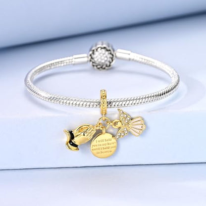 14K Gold Plated Charms for Bracelets Necklace Star Moon Cross Beads Woman | 925 Sterling Silver Charms Butterfly Cute Cat Dog Evil Eye Lucky Bracelet Beads Aesthetic Peandant Jewelry Gift for Mom - color: gold 5