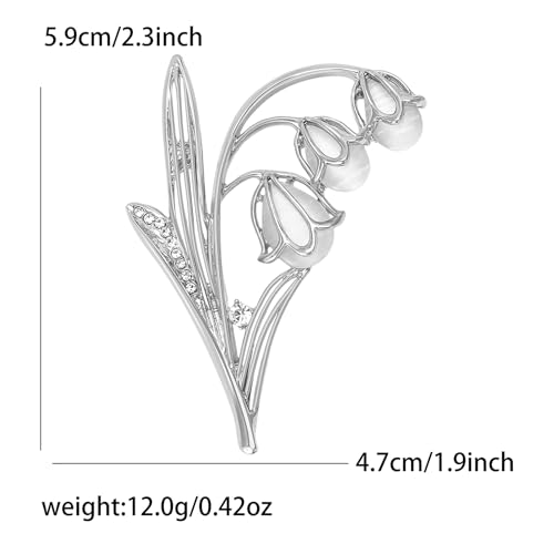 Rhinestone Tulip Flower Brooch Pin for Women Dainty Floral Lapel Pin Gold Plated Tulip Flowers Green Leaf Broochs Pins Trendy Wedding Party Jewelry Accessories - color: Silver