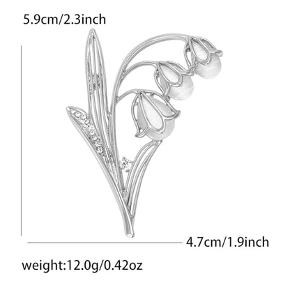 Rhinestone Tulip Flower Brooch Pin for Women Dainty Floral Lapel Pin Gold Plated Tulip Flowers Green Leaf Broochs Pins Trendy Wedding Party Jewelry Accessories - color: Silver