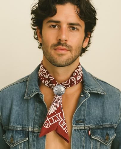 PEARLY JUN 4Pcs Western Bandana Scarf Ring Neckerchief Slide Buckle for Men Women Silk Scarves Cowboy Accessories - color: Silver D