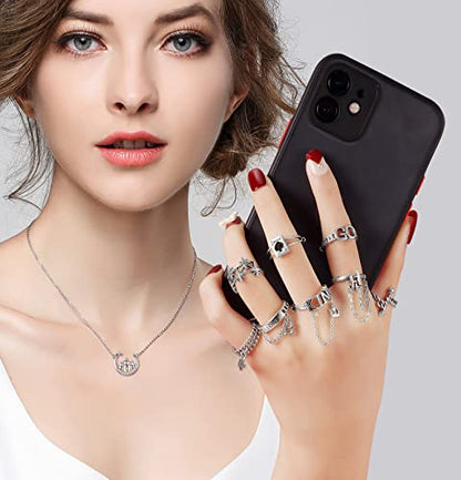 TAMHOO 9/12/15/16 Pcs Open Rings Set for Women with Sparkling Cubic Zirconia- Finger Rings Pack Stackable Rings for Teens,White Gold/Rose Gold/Gold Tone Rings for Girls - style: #4-16pcs/Gothic rings