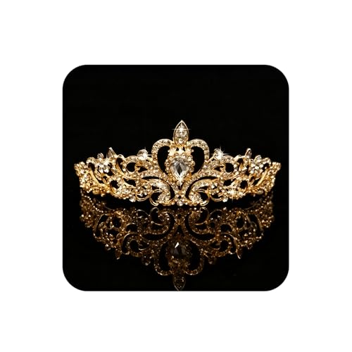 COCIDE Gold Tiara Crystal Crowns Rhinestone Crown Bride Bridal Wedding Birthday Party for Women - color: TC Gold+Clear