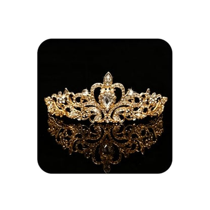 COCIDE Gold Tiara Crystal Crowns Rhinestone Crown Bride Bridal Wedding Birthday Party for Women - color: TC Gold+Clear