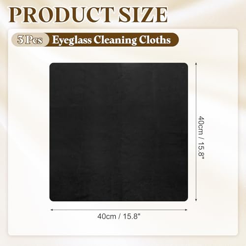 PATIKIL 3Pcs Soft Eyeglass Cloths, 15.8 x 15.8 Electronics Microfiber Cleaning Cloths Eyeglass Cleaning Fabric for Lens Wipes Glasses Cleaner Jewelry LCD Screens Cameras, Black - color: Black