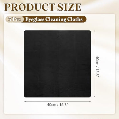 PATIKIL 3Pcs Soft Eyeglass Cloths, 15.8 x 15.8 Electronics Microfiber Cleaning Cloths Eyeglass Cleaning Fabric for Lens Wipes Glasses Cleaner Jewelry LCD Screens Cameras, Black - color: Black