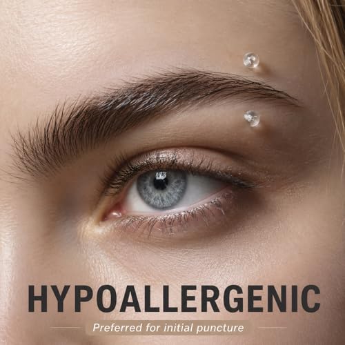 14/16G Eyebrow Piercing Jewelry Set with Tool, Stainless Steel Curved Barbells with Clear Piercing Retainers for Surgery, Ball & Spike Ends, 6/8/10/12mm Eyebrow Rings for Women Men - color: Silver-16pcs-14G