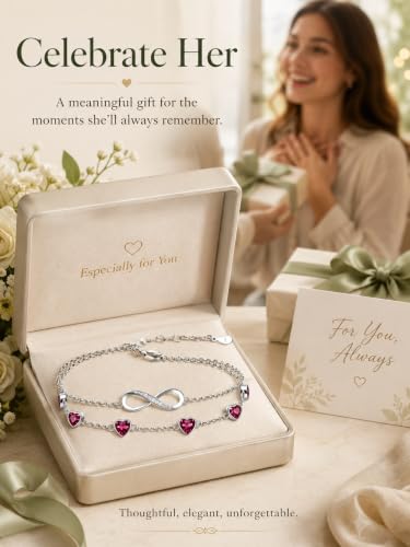 Prismata Infinity Birthstone Charm Link Bracelet/Anklet 925 Sterling Silver Adjustable 12 Months Birthstone Infinity Bracelet/Anklet Birthday Jewelry Gifts for Women Her - color: 01-January, size: 9‘+2’ Anklet