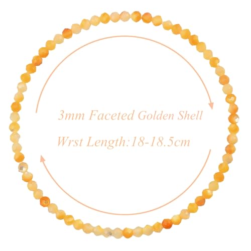 MASSIVE BEADS Natural Genuine Gemstone Beads Healing Crystal Chakra Reiki Jewelry Faceted Round Beads Bracelets 3mm - color: Golden Shell