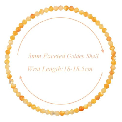 MASSIVE BEADS Natural Genuine Gemstone Beads Healing Crystal Chakra Reiki Jewelry Faceted Round Beads Bracelets 3mm - color: Golden Shell