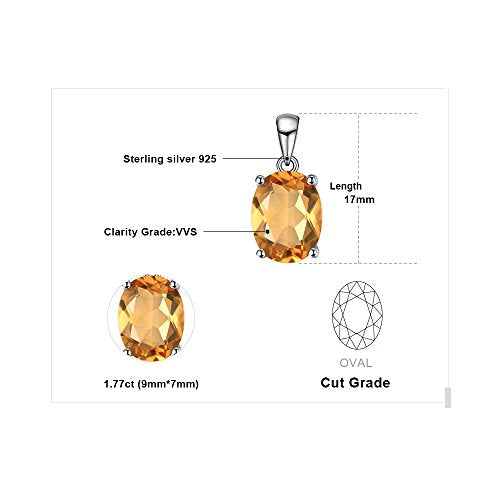 JewelryPalace Natural Gemstone Garnet Peridot Amethyst Citrine Blue Topaz Birthstone Solitaire Pendant Necklace Jewelry Set, 14k Gold Plated 925 Sterling Silver Necklaces for Women, 18 Inch Box chain - color: D-Sterling Silver-Citrine