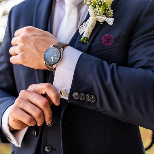 PATIKIL Flower Boutonnieres Pin, Lapel Pin for Men Camellia Flower for Suit Wedding Graduation Anniversary Graduation Outfit Accessories - color: Purple
