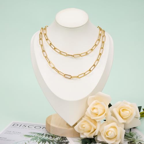 UMAOKANG 6.6 Feet Paperclip Chain for Jewelry Making Gold Plated Stainless Steel Bulk Chain on Spool - color: Paperclip Gold
